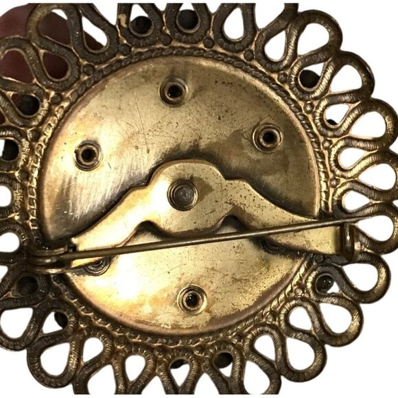 Vintage Floral Sash Brass Brooch 1920s Intricate Flower Design - Picture 3 of 5
